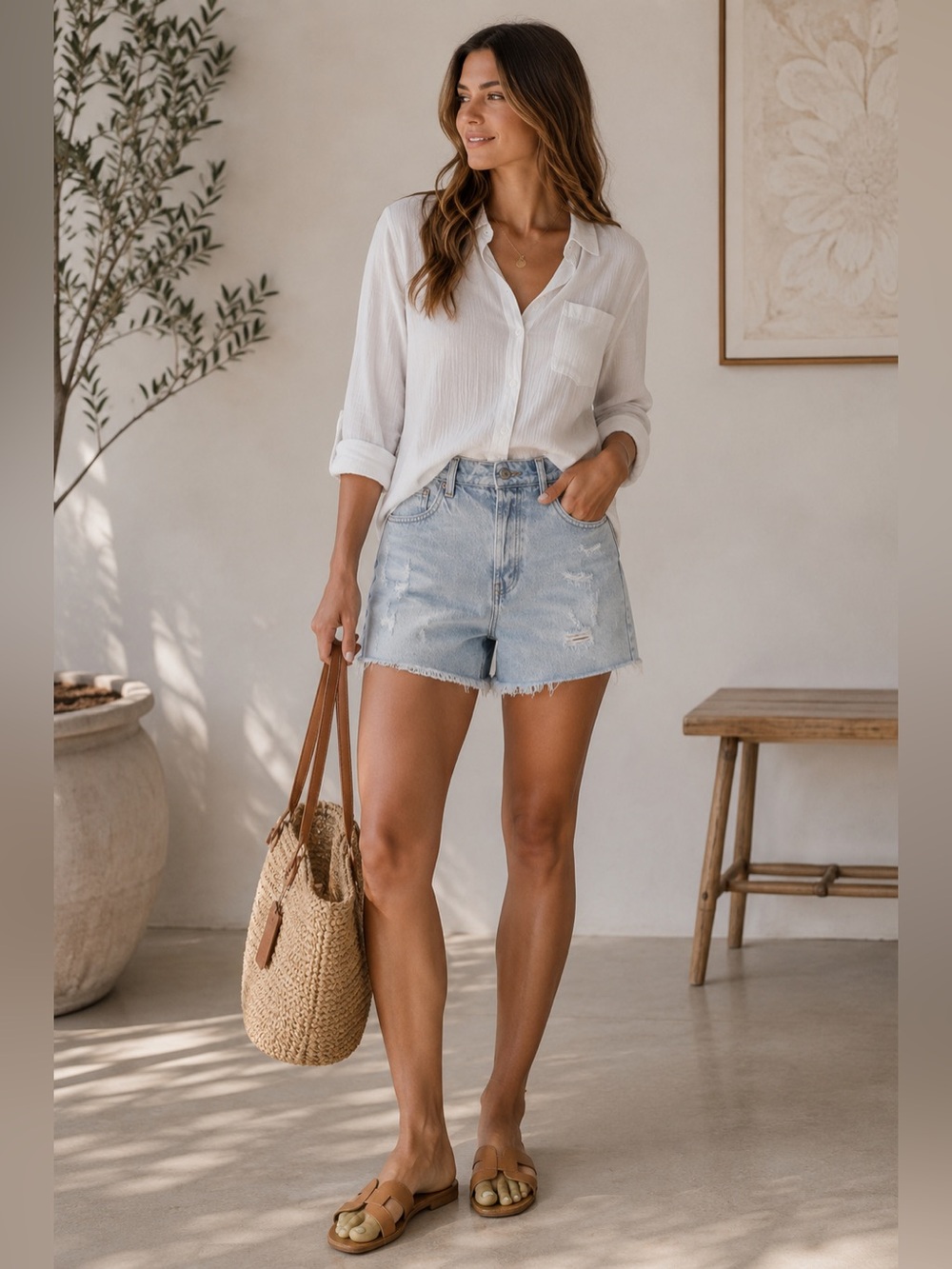 Wild Fable High Rise Mom Denim Shorts Distressed Light Wash Size 6 Raw Hem